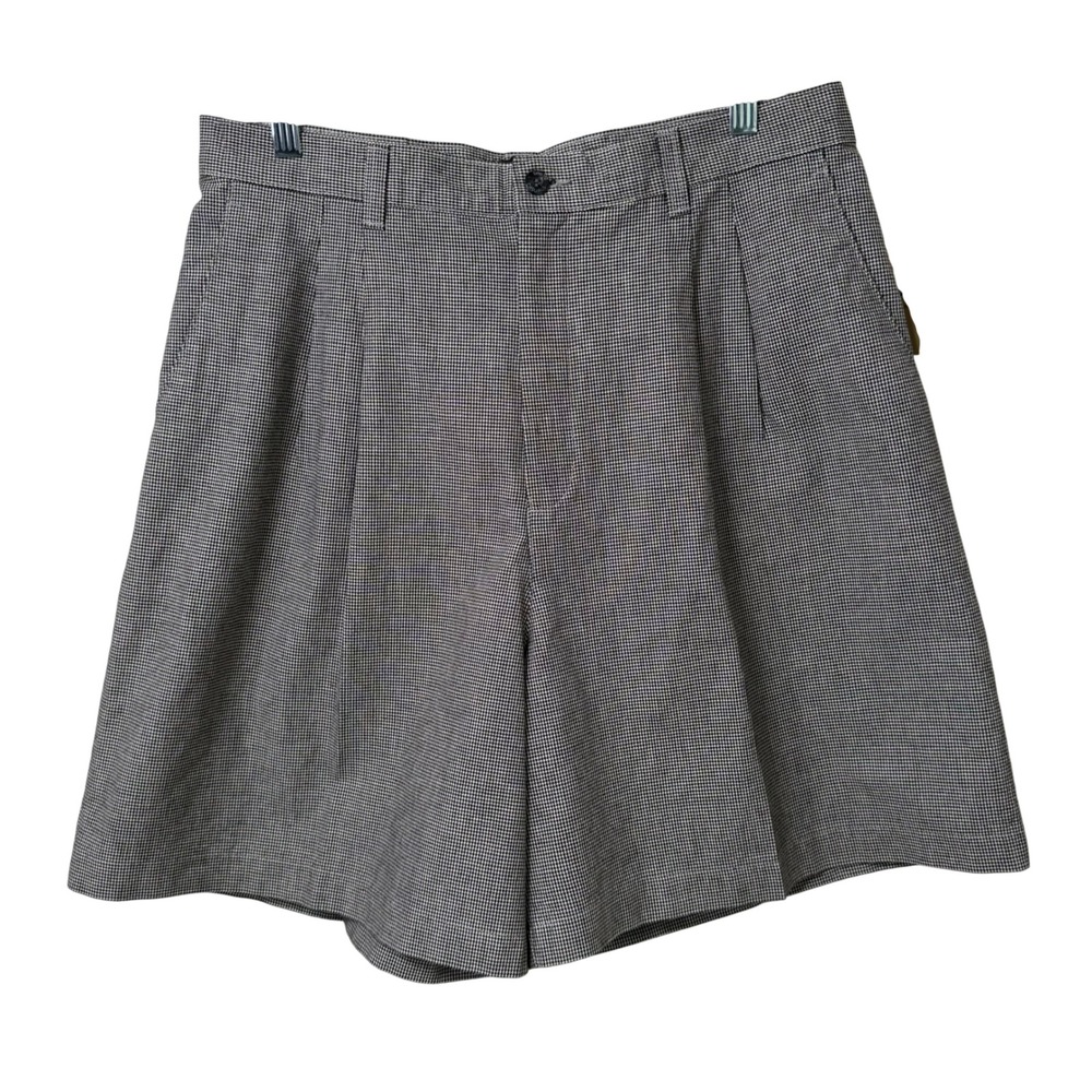 NWT Vintage 90s Lee Houndstooth Double Pleat High Waisted Shorts Sz 16 - Medium